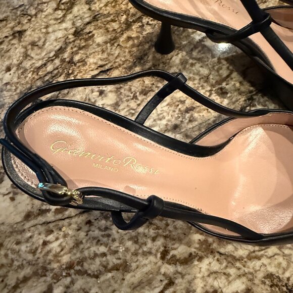 Gianvito Rossi Ascent 55 Black Leather Slingbacks, size 38 - Picture 6 of 9